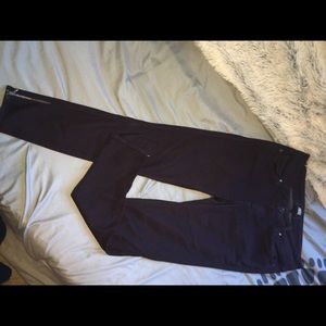 Paige maroon jeans with zippers on the bottom